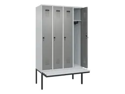 locker met bank,HxBxD 2120x1200x815mm,4vak,vak B 300mm,draaigrendel