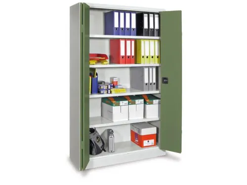 Ruime Vouwdeurkast 1950x1200x500mm 4legborden Ral7035 Front Ral6011
