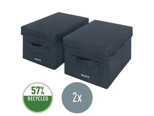 Leitz Stoffen opbergdoos met deksel Grijs 28,5x19x16cm 2 stuks