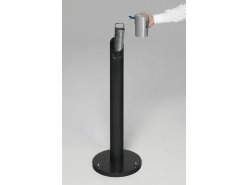 Staande Asbakzuil 2 liter H 1005mm Rond Ral7021 Zilverkleurig