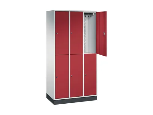 Dubbeldekse garderobekast,RAL 7035/RAL 3003,HxBxD 1950x920x500mm