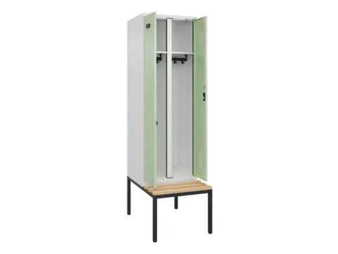 locker met bank,voor scheiding van kleding,HxBxD 2120x600x815mm,2vak