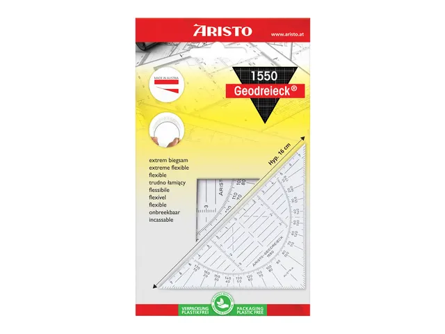 Geodriehoek Aristo 1550 16cm Flexibel Transparant