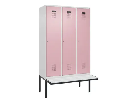 locker met bank,HxBxD 2120x1200x815mm,3vak,vak B 400mm,cilinderslot