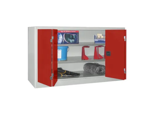 Vouwdeurkast 1000x1500x500mm 2legborden Verzinkt Ral7035 Front Ral3000