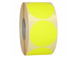 Etiket Rond Fluor Geel 50mm Op rol 2000 Stuks