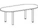 Table de réunion ovale 720x2000x900mm hêtre 4 pieds RAL9006