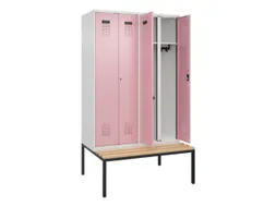 locker met bank,voor scheiding van kleding,HxBxD 2120x1200x815mm,4vak