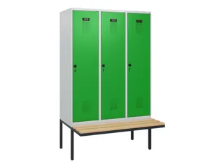 locker met bank,HxBxD 1950x1200x815mm,3vak,vak B 400mm,draaigrendel - 2