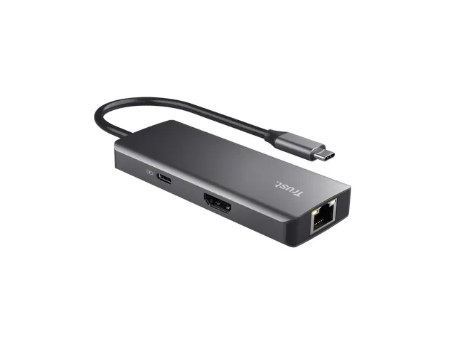 Adapter Trust Dalyx 6-in-1 USB-C multipoort grijs