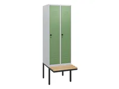 locker met bank,HxBxD 1950x600x815mm,2vak,vak B 300mm,draaigrendel