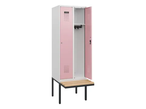 locker met bank,HxBxD 1950x600x815mm,2vak,vak B 300mm,cilinderslot