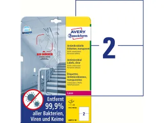 Bedrukbaar antimicrobiëel etiket Zweckform 210x148mm, transp. 20 etik - 3