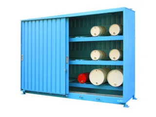 Stellingcontainer Gevaarlijke Stoffen Max. 24X200L Vaten Liggend - 1