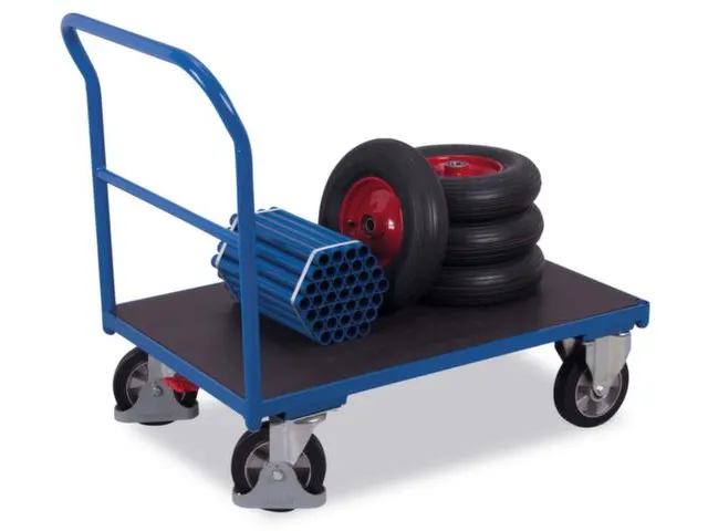 Platformwagen 1000kg Laadvlak Lxb 1225x800mm 1 Duwbeugel Ral 5010