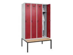 locker met bank,HxBxD 2120x1200x815mm,4vak,vak B 300mm,draaigrendel