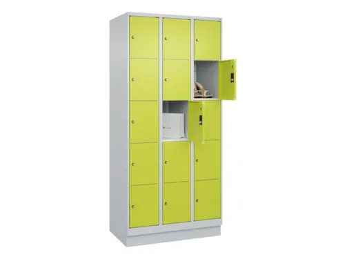 lockerkast,HxBxD 1950x900x500mm,3x5vakken,vak B 300mm,cil.-slot,sokkel