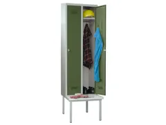 locker met bank,HxBxD 2150x800x500mm,2vak,RAL7035,front RAL6011