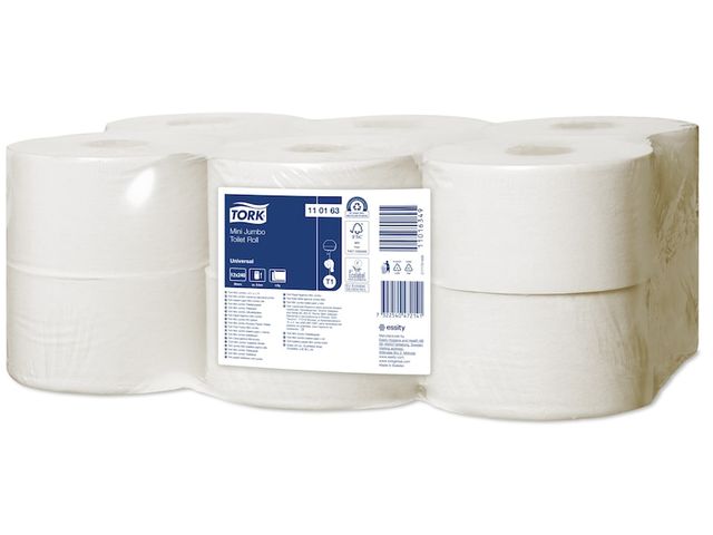 Toiletpapier Tork 1-laags Wit Advanced 110163 T2 Jumbo | ToiletHygieneShop.nl