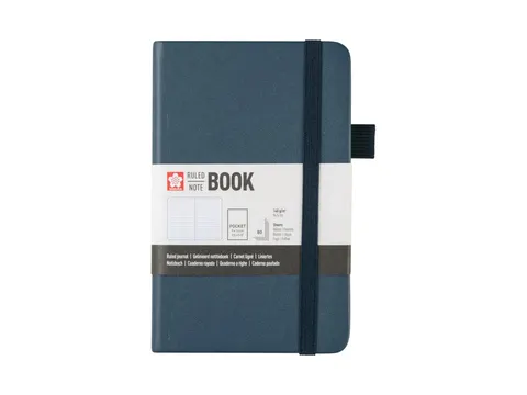 Notitieboek Sakura hard cover pocket lijn donker indigo 90x140mm