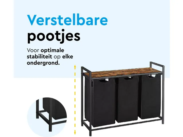 Wasmand 3 vakken Zwart LB300