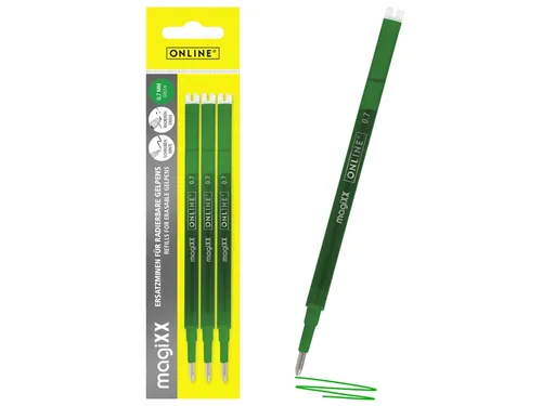 Gelschrijvervulling Online Magixx medium groen blister à 3 stuks