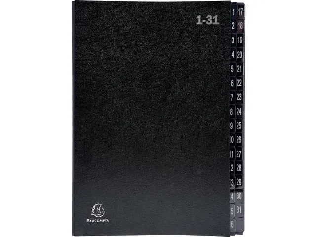 sorteermap Ordonator A4 32 vakken met tabs 1-31 zwart karton