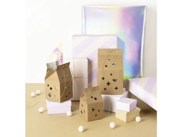 Giftbox Folia Star kraft set à 6 stuks