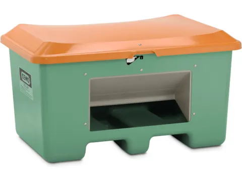 strooigoedbak,400l,HxBxD 680x1210x820mm,GVK,groen,deksel oranje