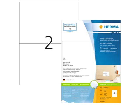 HERMA 8691 Premium Adresetiketten A4 148x105mm (A5) Wit 800 stuks