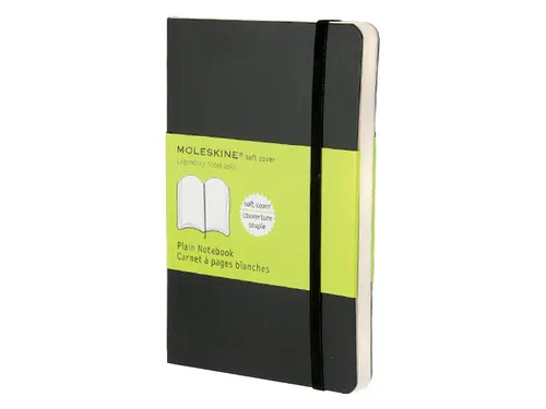 Notitieboek Moleskine pocket 90x140mm blanco soft cover zwart
