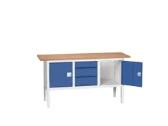 werkbank,HxBxD 830-930x1750x600mm,multiplexblad,uitrusting: 3laden