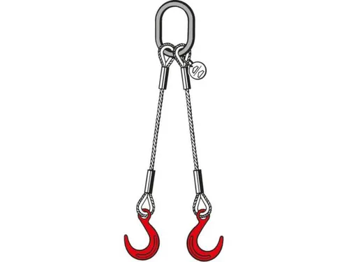 Staaldraadstroppen 2strengen 2.1t 0-45° Kabel Ø 12mm Brede Bek Haak