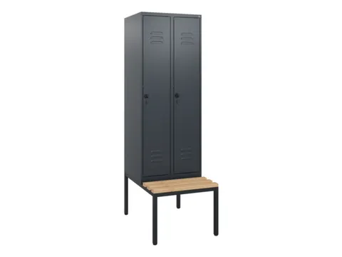 locker met bank,HxBxD 1950x600x815mm,2vak,vak B 300mm,draaigrendel