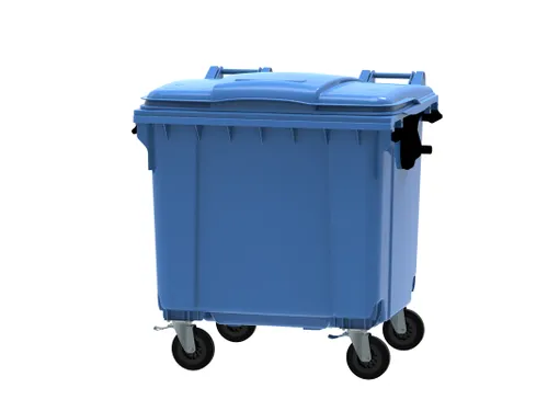 Container 1100 Liter Vlak Deksel Blauw