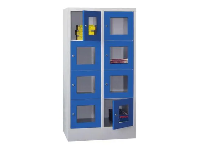 lockerkast,HxBxD 1518x800x500mm,2x4vakken,RAL7035,front RAL5012