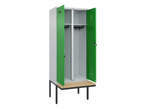 locker met bank,voor scheiding van kleding,HxBxD 2120x800x815mm,2vak