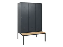 locker met bank,HxBxD 1950x1200x815mm,3vak,vak B 400mm,cil.-slot