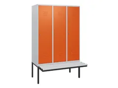 locker met bank,HxBxD 1950x1200x815mm,3vak,vak B 400mm,cil.-slot