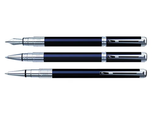 Balpen Waterman Expert Black lacquer CT Medium Blauwe inkt