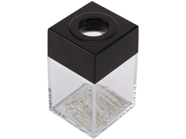 Paperclip Dispenser Rechthoekig 42x42x70mm Zwart/Transparant