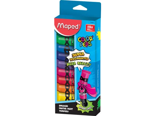 Color'Peps plakkaatverf, 12ml, 12 tubes assorti