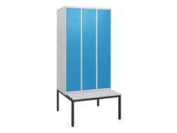locker met bank,HxBxD 1950x900x815mm,3vak,vak B 300mm,cil.-slot