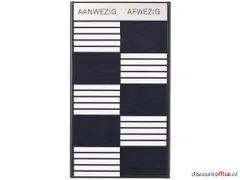 In & Uit Bord Premium 15 Namen Aluminium Zijdeglans Zwart