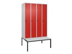 locker met bank,HxBxD 2120x1200x815mm,4vak,vak B 300mm,draaigrendel