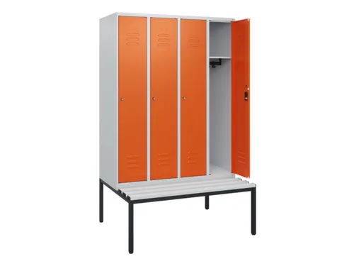 locker met bank,HxBxD 1950x1200x815mm,4vak,vak B 300mm,cil.-slot