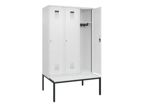 locker met bank,HxBxD 2120x1200x815mm,3vak,vak B 400mm,cilinderslot