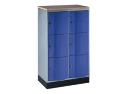 lockerkast,HxBxD 1255x770x540mm,2x3vakken,romp RAL7021,front RAL5010