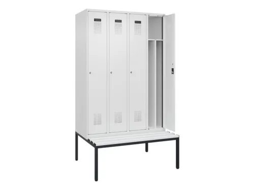 locker met bank,voor scheiding van kleding,HxBxD 2120x1200x815mm,4vak