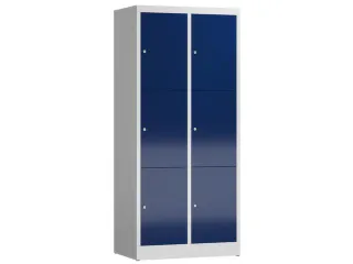 Lockerkast 1800x800x500mm 2x3 vakken cilinderslot, sokkel, RAL5010 - 1